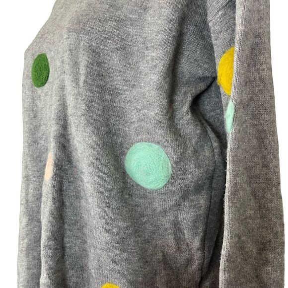 PATRIZIA LUCA MILANO Gray Long Sleeve Pullover Dot Embroidered Sweater sz XS - Picture 6 of 16